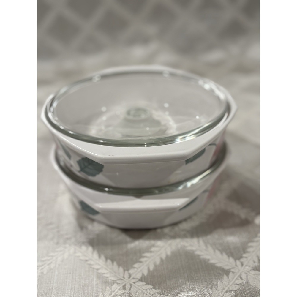 Vtg Mikasa Fire & Ice Silk Flowers Covered Casserole Dish 80's Glass Lid AA009 - Picture 7 of 8